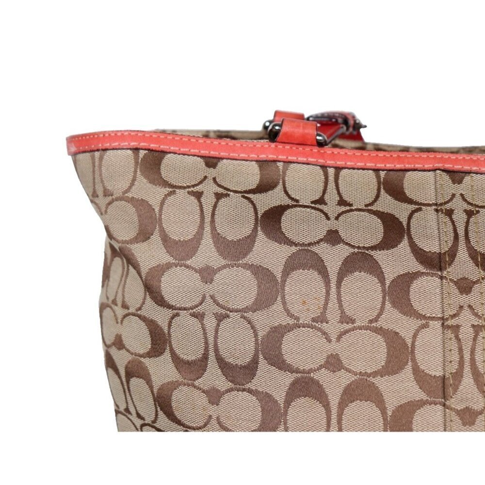 Coach Unisex Large Tan Orange Signature Hamptons Book Tote Bag Monogram Purse - Picture 12 of 12